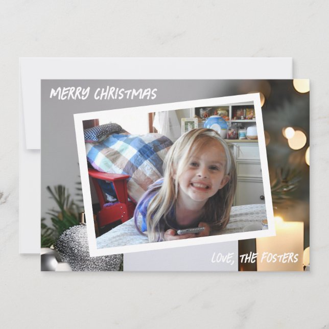 Cartão De Festividades Árvore de Natal Prateada e Dourada Foto de Férias (Frente)