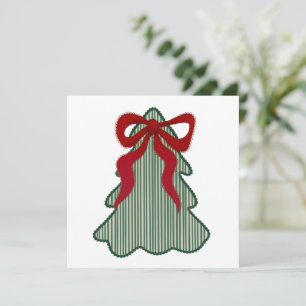 Cartão De Festividades Árvore de Natal Preppy Laço Vermelho Desenhado à M