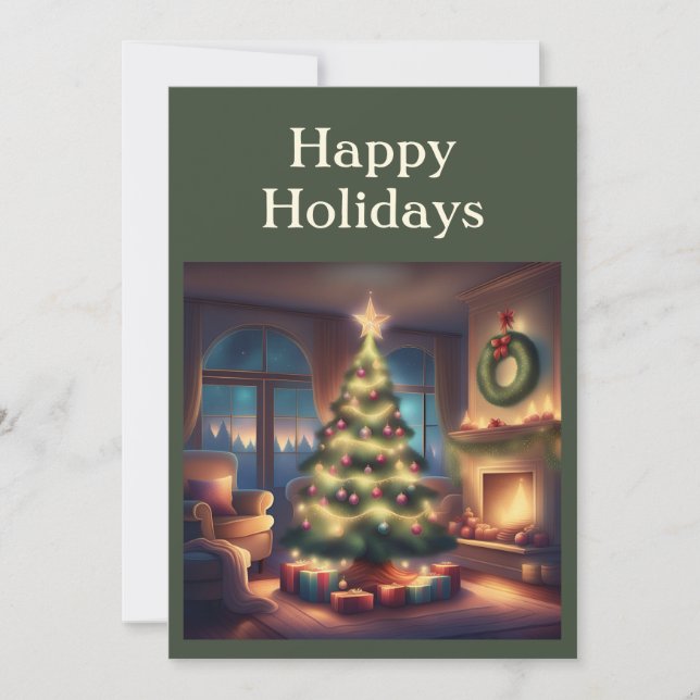 Cartão De Festividades Árvore de Natal Quente (Frente)