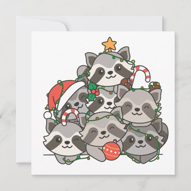 Cartão De Festividades Árvore de Natal Raccoon — Natal Engraçado — Natal  (Frente)