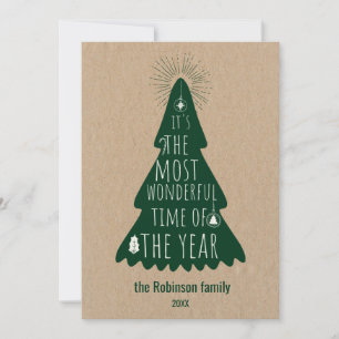 Cartão De Festividades Árvore de Natal Rústica Personalizada