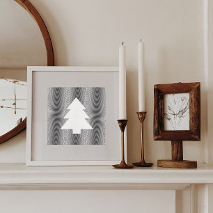 Cartão De Festividades Árvore de Natal Simples Black & White Stripes Trip