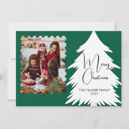 Cartão De Festividades Árvore de Natal simples família foto de Natal
