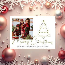 Cartão De Festividades Árvore de Natal simples família foto de Natal
