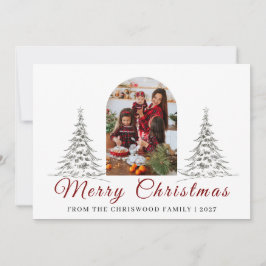 Cartão De Festividades Árvore de Natal simples Feliz Natal foto da famíli