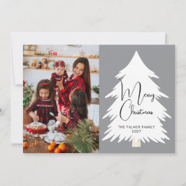 Cartão De Festividades Árvore de Natal simples Feliz Natal foto da famíli
