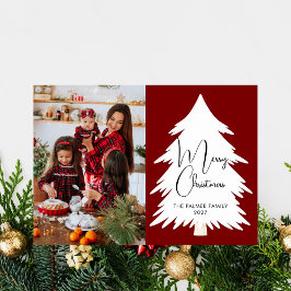 Cartão De Festividades Árvore de Natal simples Feliz Natal foto da famíli