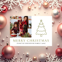 Cartão De Festividades Árvore de Natal simples Feliz Natal foto da famíli