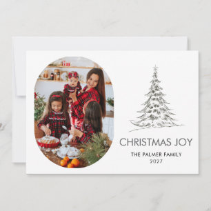 Cartão De Festividades Árvore de Natal simples Feliz Natal foto da famíli