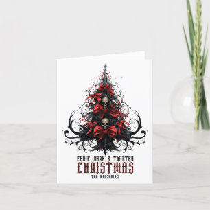 Cartão De Festividades Árvore de Natal Sombria e Distorcida Crânio Goth 