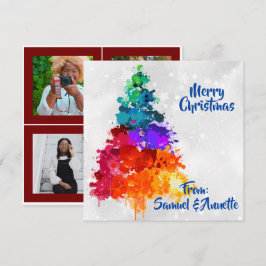 Cartão De Festividades Árvore de Natal, Tinta Espalhada, Fundo para Foto