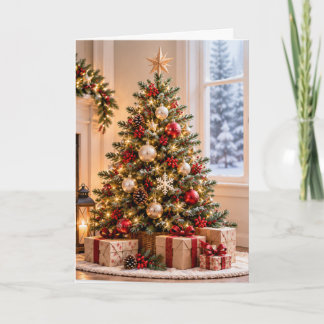 Cartão De Festividades Árvore de Natal Tradicional Feliz Natal