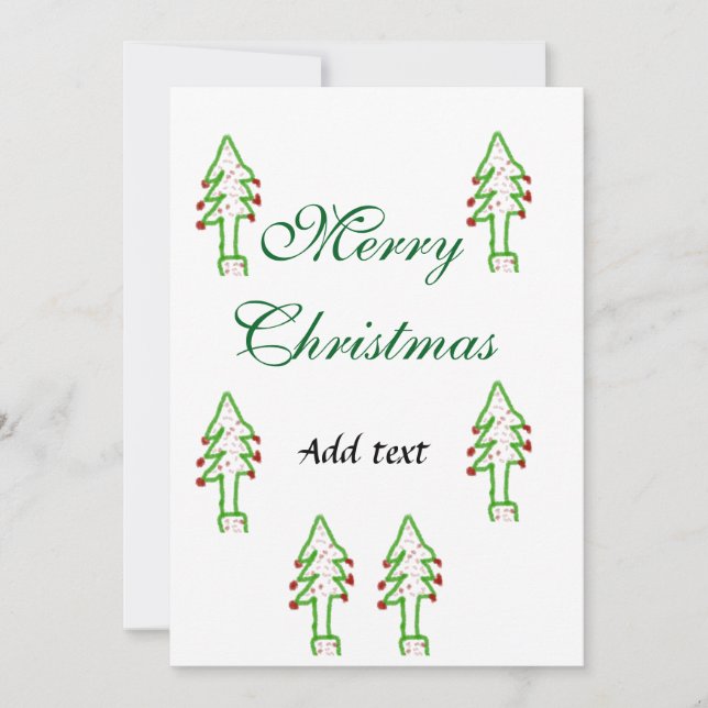 Cartão De Festividades Árvore de Natal verde cereja vermelha alegria Nata (Frente)