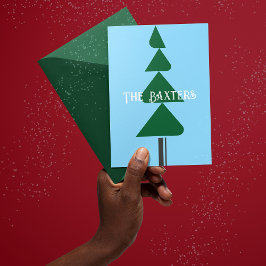 Cartão De Festividades Árvore de Natal Verde Chic Minimalista Abstrata