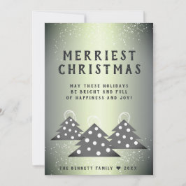 Cartão De Festividades Árvore de Natal Verde Metálica Moderna Mais Alegre