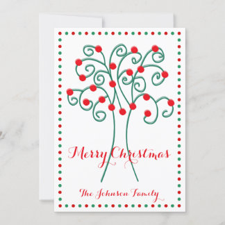 Cartão De Festividades Árvore de Natal Vermelha e Branca