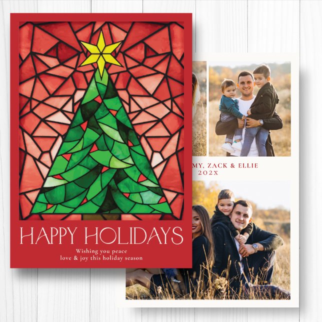 Cartão De Festividades Árvore de Natal Vermelha Foto Antiga (Criador carregado)