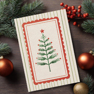 Cartão De Festividades Árvore de Natal Vintage Retro Foto da Família Pers