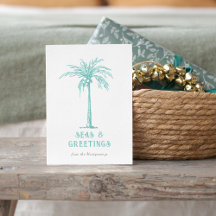 Árvore de Palma Tropical Mar e Saudações de Natal