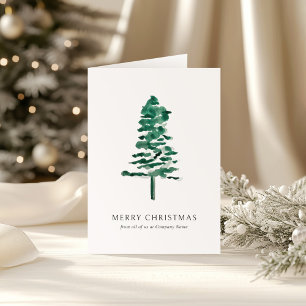 Cartão De Festividades Árvore de Pinheiro Aquarela Foto Negócios Natal