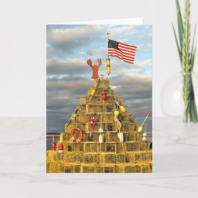 Cartão De Festividades Árvore de Potes de lavagante em Plymouth, MÃES (Frente)