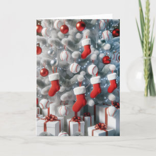 Cartão De Festividades Árvore Desportiva De Natal Com Bolas