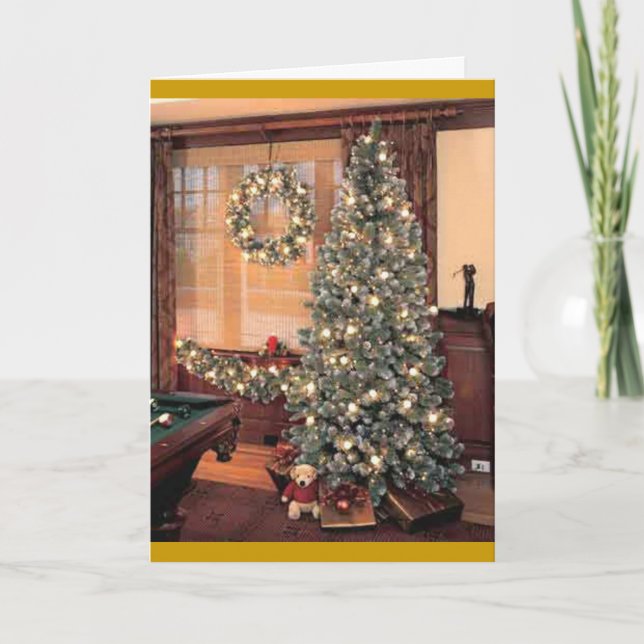 Cartão De Festividades Árvore do Xmas com grinalda (Frente)
