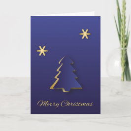 Cartão De Festividades Árvore Dourada de Natal Clássica Elegante
