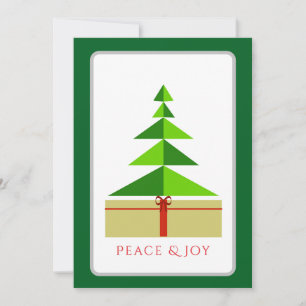 Cartão De Festividades Árvore estilizada de Natal de Paz e Joy