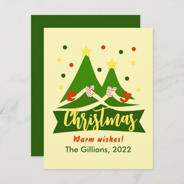 Cartão De Festividades Árvore feliz de natal (Frente/Verso)