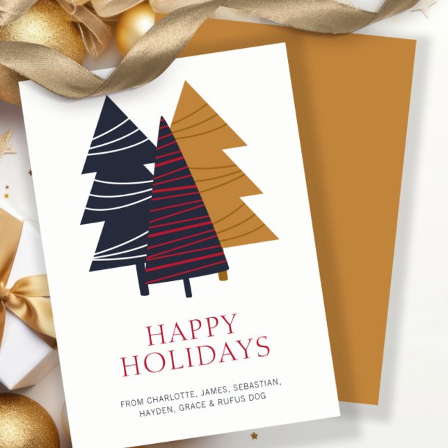 Cartão De Festividades Árvore Florestal Moderna - Era o Natal Personaliza (Modern Woodland Tree Themed Christmas Personalized Holiday Card by Ricaso. Scandinavian Nordic Cards)