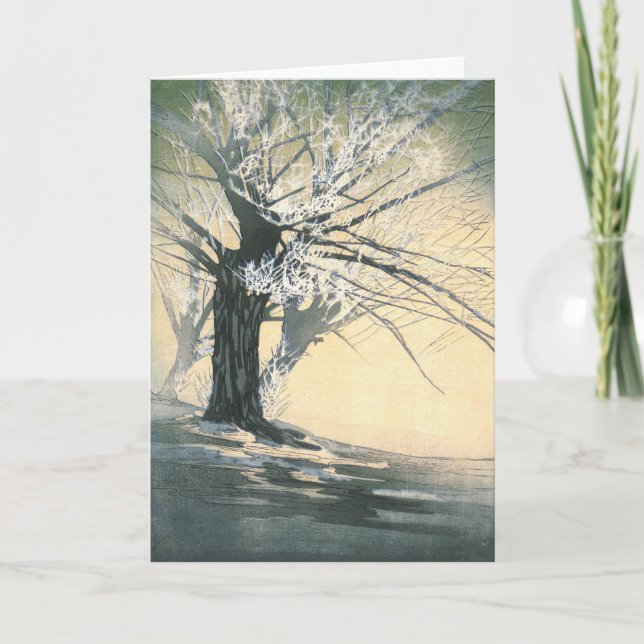 Cartão De Festividades Árvore gelado 1920 (Frente)