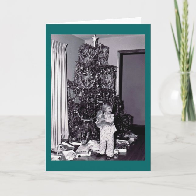 Cartão De Festividades Árvore natais vintages (Frente)