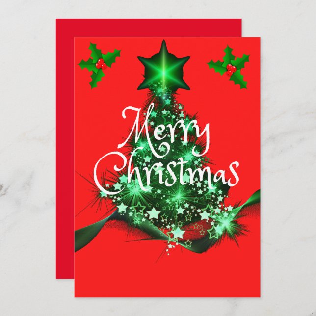 Cartão De Festividades Árvore Natal da Família Holiday (Frente/Verso)