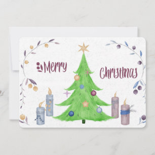 Cartão De Festividades Árvore Natal e Velas