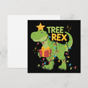 Cartão De Festividades Árvore Rex Família Dinossauro Natal Grupo Combinan