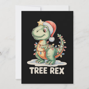 Cartão De Festividades Árvore Rex Natal Dinossauro Luzes de Natal T Rex