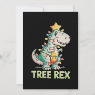 Cartão De Festividades Árvore Rex Natal Dinossauro T Rex Luzes de Natal