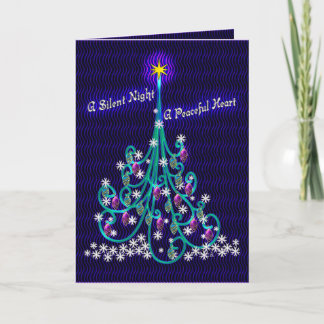Cartão De Festividades Árvore Teal & Violet (Cartão Xmas Personalizado)