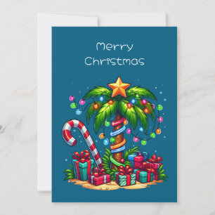 Cartão De Festividades Árvore Tropical de Palma de Natal