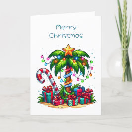 Cartão De Festividades Árvore Tropical de Palma de Natal