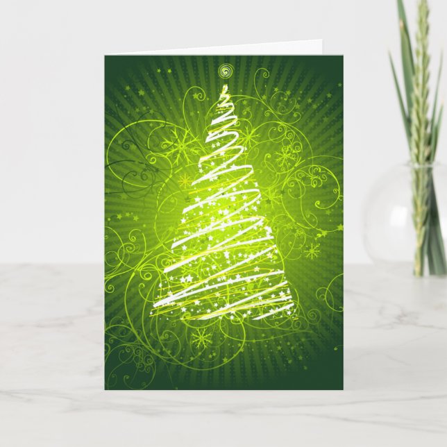 Cartão De Festividades Árvore Verde (Frente)