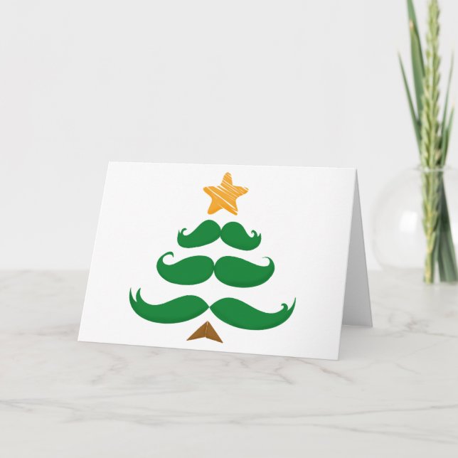 Cartão De Festividades Árvore verde de bigode (Frente)