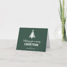 Cartão De Festividades Árvore verde simples do Natal da família