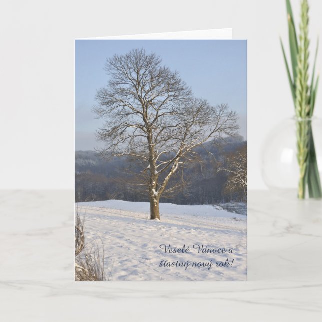 Cartão De Festividades Árvore Veselé Vánoce da noite! (Frente)