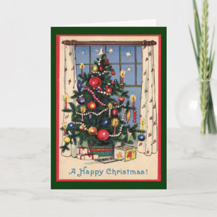 Cartão De Festividades Árvore/Vintagem de Natal Velhice