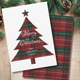 Cartão De Festividades Árvore Xadrez Vermelho Verde Feliz Natal 