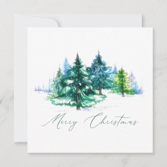 Cartão De Festividades Árvores aquarela  (Frente)