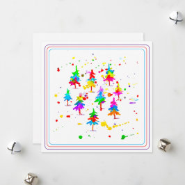 Cartão De Festividades Árvores Coloridas