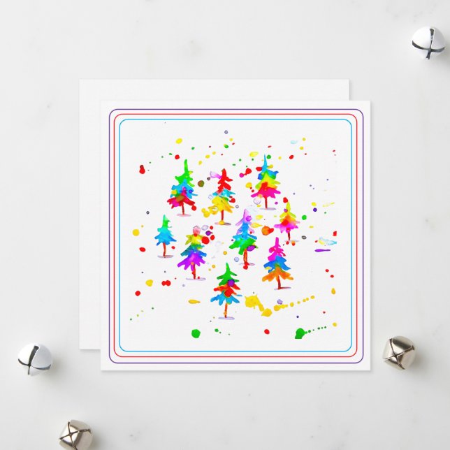 Cartão De Festividades Árvores Coloridas (Frente/Verso In Situ)